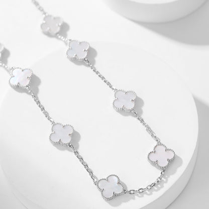 [Luna Brilliance]CLOVER 10 MOTIFS WHITE MOTHER OF PEARL NECKLACE