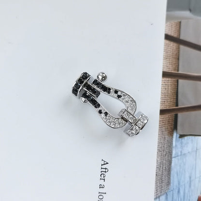 [Luna Brilliance]FORCE LARGE HORSESHOE BLACK WHITE DIAMOND BRACELET SILVER