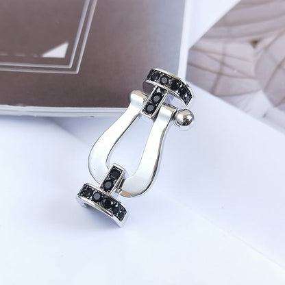 [Luna Brilliance]FORCE LARGE HORSESHOE BLACK DIAMOND BRACELET SILVER