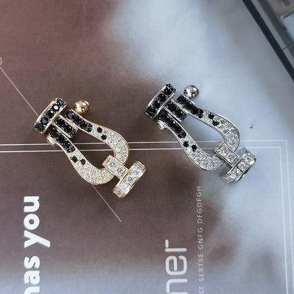 [Luna Brilliance]FORCE LARGE HORSESHOE BLACK WHITE DIAMOND BRACELET ROSE GOLD