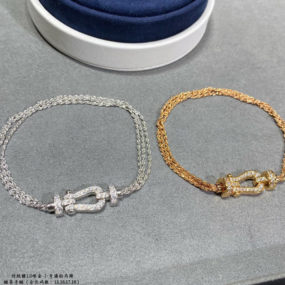 [Luna Brilliance]FORCE SMALL HORSESHOE  DIAMOND CHAIN ROPE BRACELET