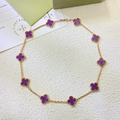 [Luna Brilliance]CLOVER 10 MOTIFS  PURPLE VIOLET  NECKLACE