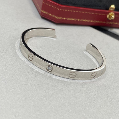 [Luna Brilliance]LOVE BRACELET 6.1MM 1 DIAMOND OPEN CUFF