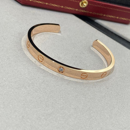 [Luna Brilliance]LOVE BRACELET 6.1MM 1 DIAMOND OPEN CUFF