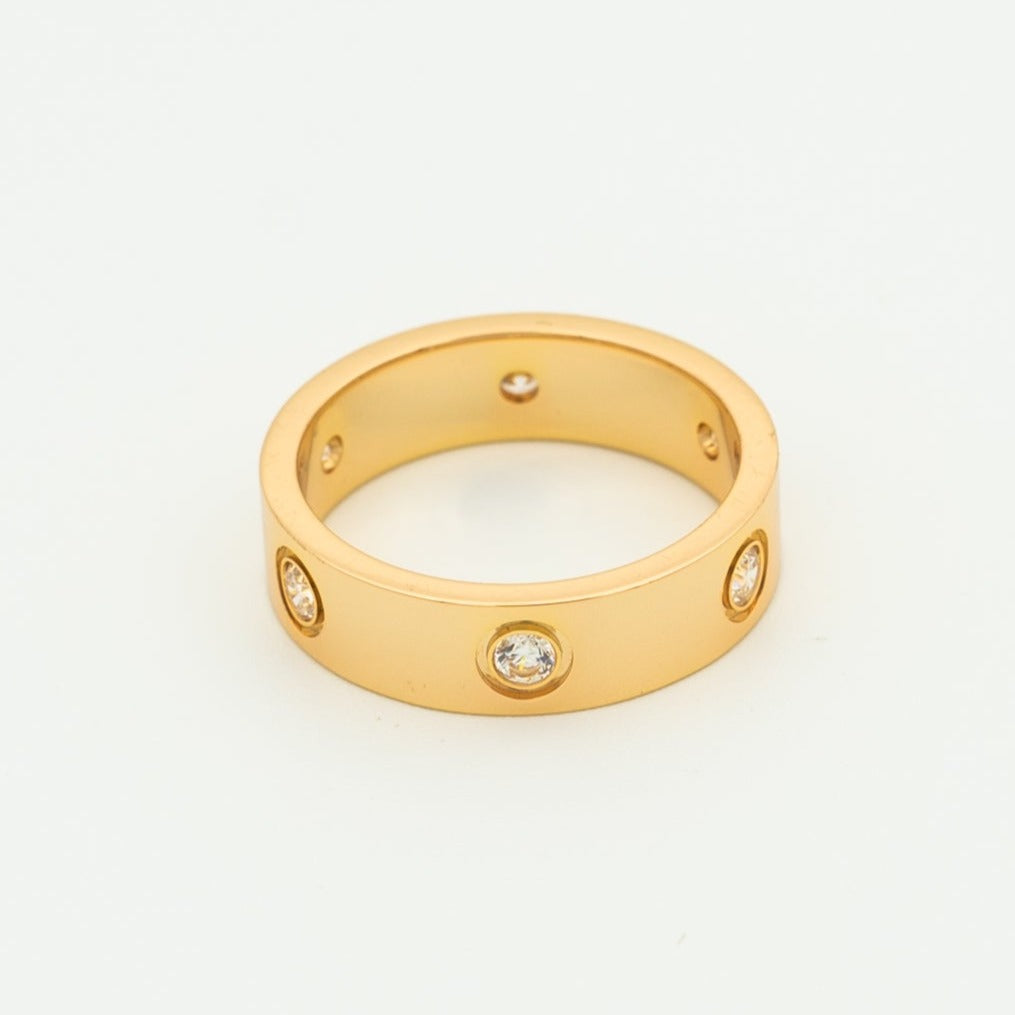 [Luna Brilliance]LOVE RING 5.5MM 6 DIAMONDS PINK GOLD
