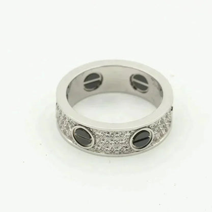 [Luna Brilliance]LOVE RING 5.5MM DIAMONDS PAVED CERAMIC
