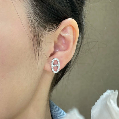 [Luna Brilliance]HM FULL DIAMOND PIG NOSE STUD EARRINGS