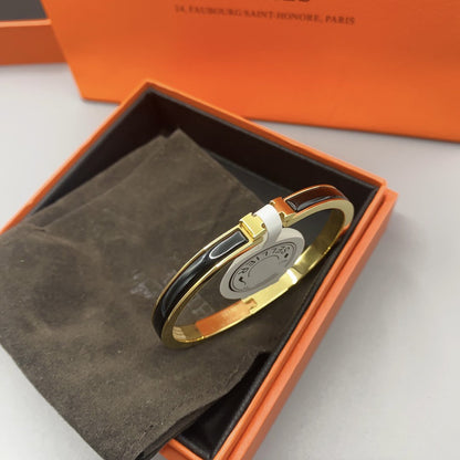 [Luna Brilliance]CLASSIC HM CLIC BLACK 8MM ENAMEL BRACELET