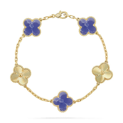 [Luna Brilliance]THICK GOLD-PLATED CUSTOM SIZE EDITION CLOVER LASER GOLD BRACELET COLLECTION,5 MOTIFS