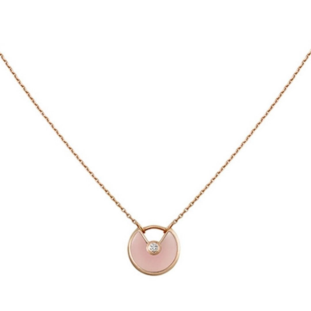 [Luna Brilliance]AMULETTE ROSE GOLD PINK MOP NECKLACE