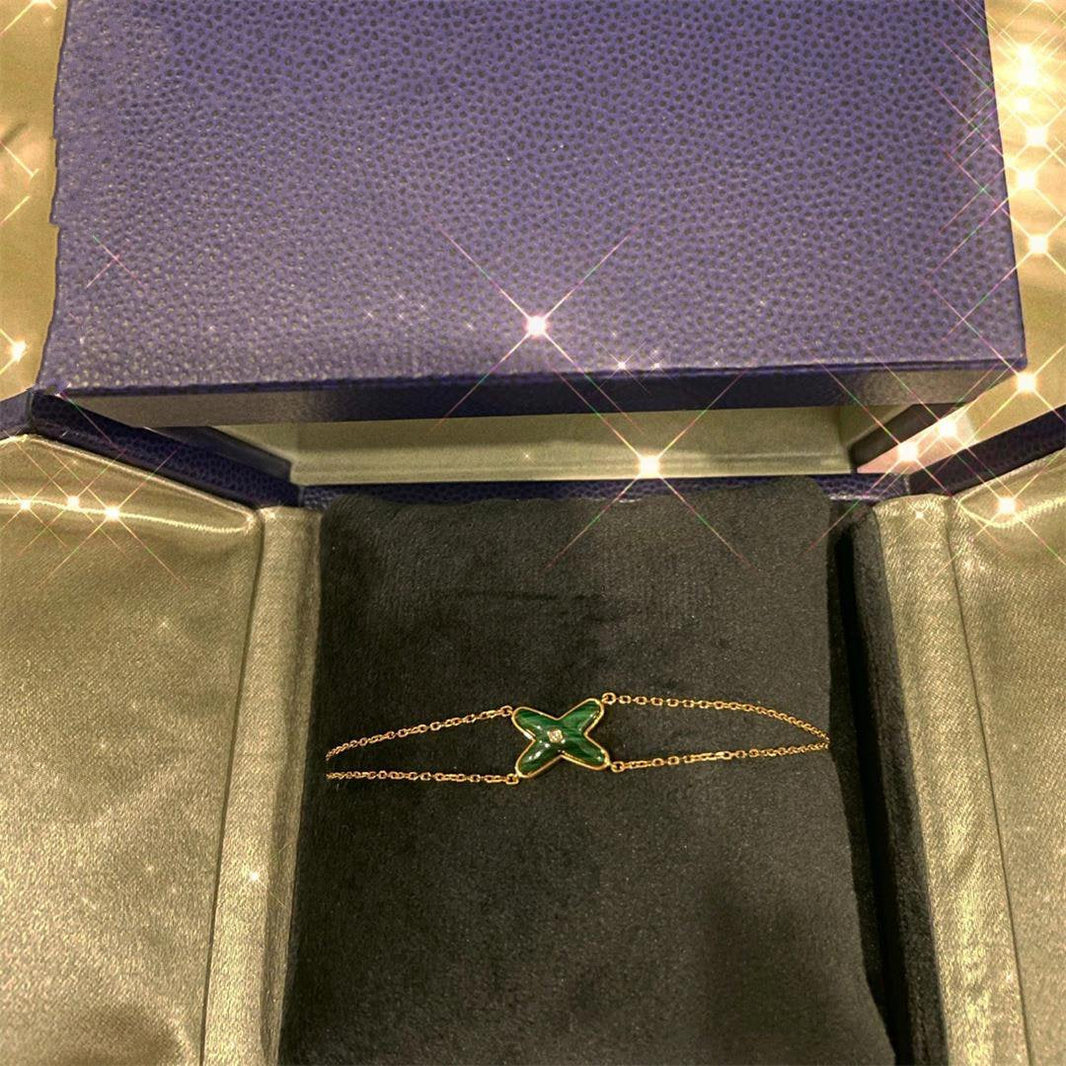 [Luna Brilliance]JEUX BRACELET MALACHITE PINK GOLD 1 DIAMOND