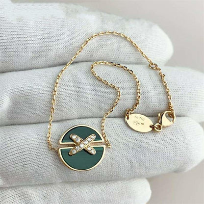 [Luna Brilliance]JEUX DE BRACELET MALACHITE PINK GOLD DIAMONDS