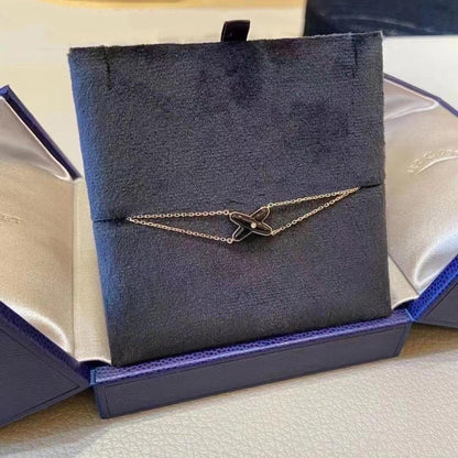 [Luna Brilliance]JEUX BRACELET ONYX PINK GOLD 1 DIAMOND