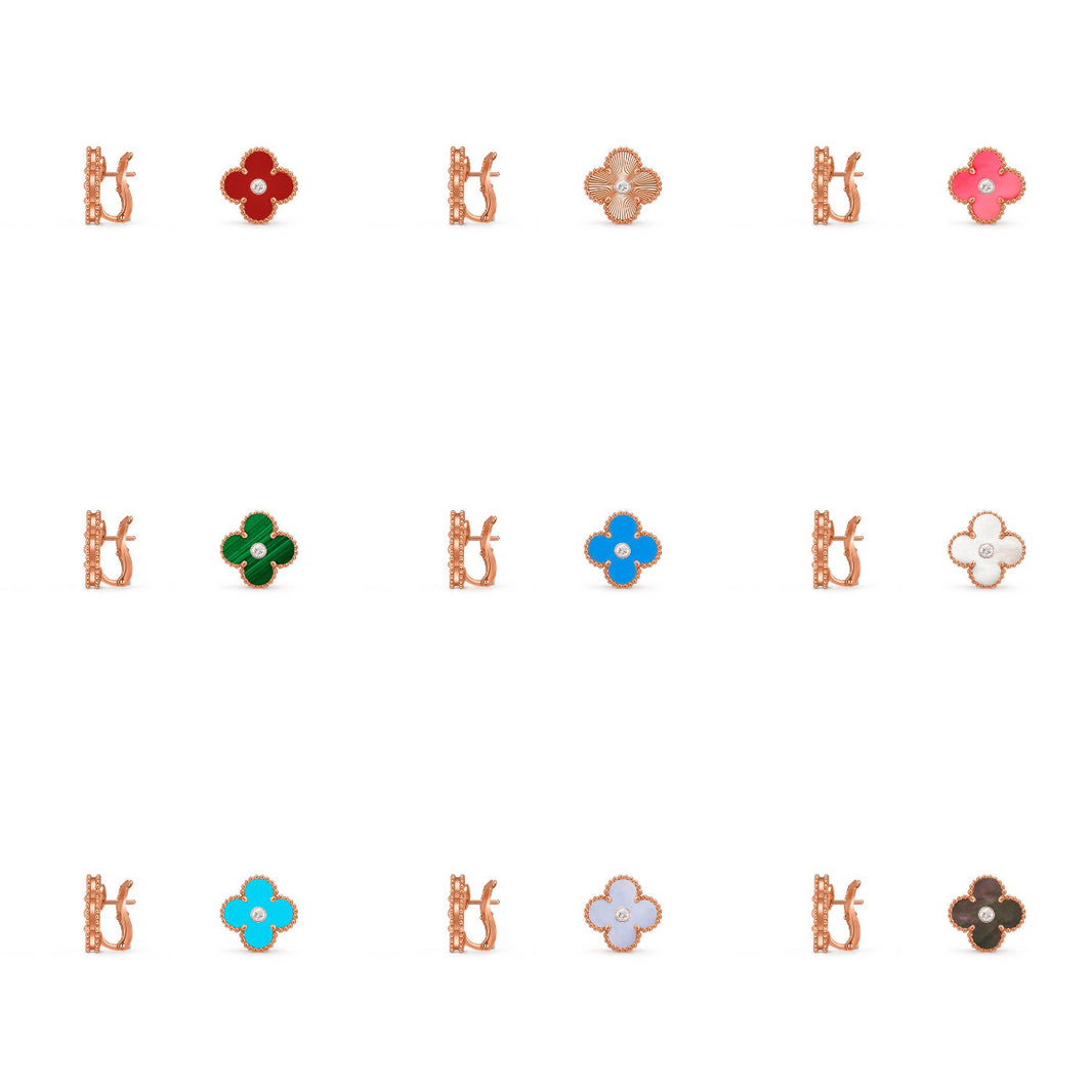 [Luna Brilliance]CLOVER 15MM MOP DIAMOND EARRINGS COLLECTION