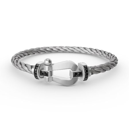 [Luna Brilliance]FORCE LARGE HORSESHOE BLACK DIAMOND BRACELET SILVER