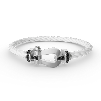 [Luna Brilliance]FORCE LARGE HORSESHOE BLACK DIAMOND BRACELET SILVER