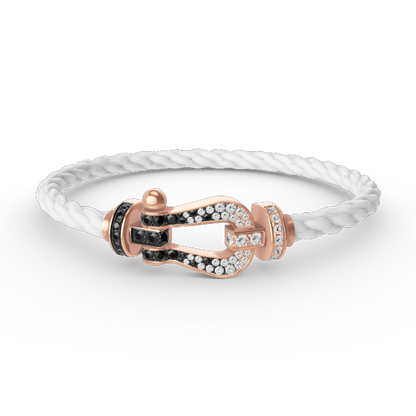 [Luna Brilliance]FORCE LARGE HORSESHOE BLACK WHITE DIAMOND BRACELET ROSE GOLD