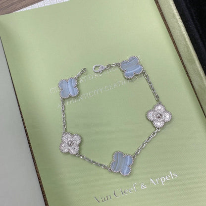 [Luna Brilliance]CLOVER 5 MOTIF PURPLE CHALCEDONY BRACELET COLLECTION