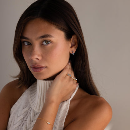 Princess Cut Birthstone Huggies