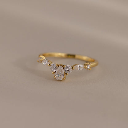 Pear Diamond Curve Ring