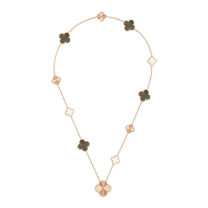[Luna Brilliance]DETACHABLE CLOVER 15(11+4) FLOWER ROSE GOLD NECKLACE SET