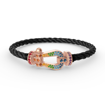 [Luna Brilliance]FORCE LARGE HORSESHOE  COLORED DIAMOND BRACELET ROSE GOLD