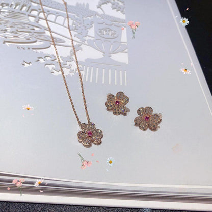 [Luna Brilliance]FRIVOLE PINK GOLD FLOWER DIAMOND EARRINGS
