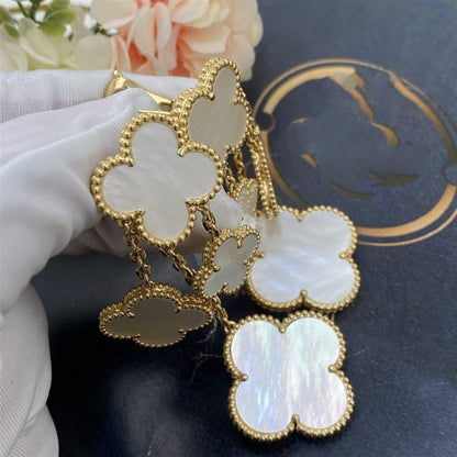 [Luna Brilliance]CLOVER EARRINGS WHITE MOP 4 MOTIFS GOLD
