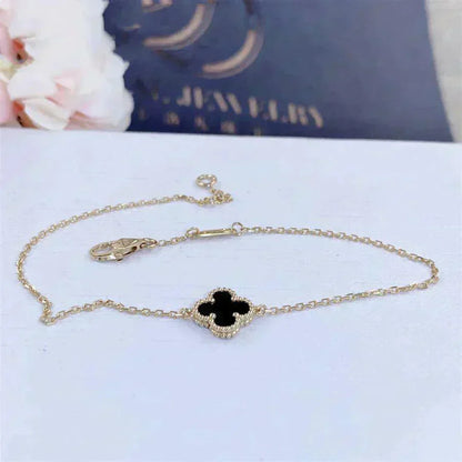 [Luna Brilliance]CLOVER ONYX SINGLE FLOWER BRACELET