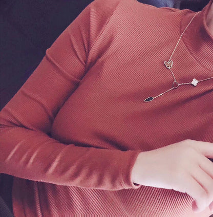 [Luna Brilliance]LUCKY SPRING 4 MOTIFS ROSE GOLD NECKLACE