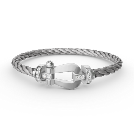[Luna Brilliance]FORCE LARGE HORSESHOE HALF DIAMOND BRACELET SILVER